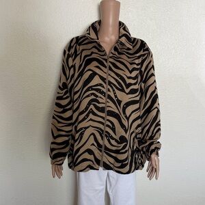 Allison Daley Tiger Stripe Jacket Size 18 Sequin Animal Print Gold Black